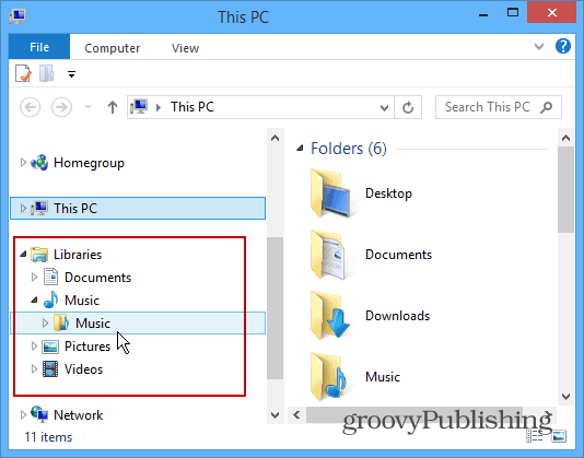 Windows 8.1 padoms. Atjaunojiet bibliotēkas File Explorer