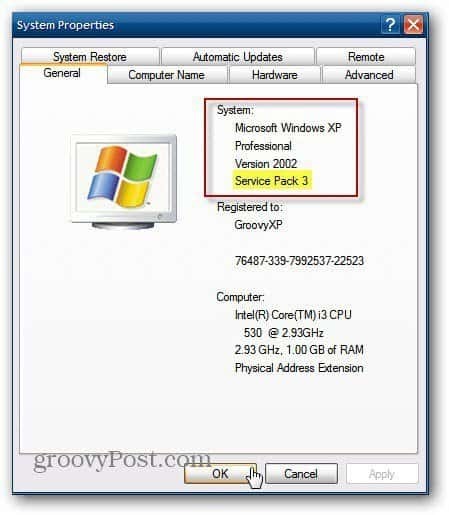 XP Pro 3. servisa pakotne