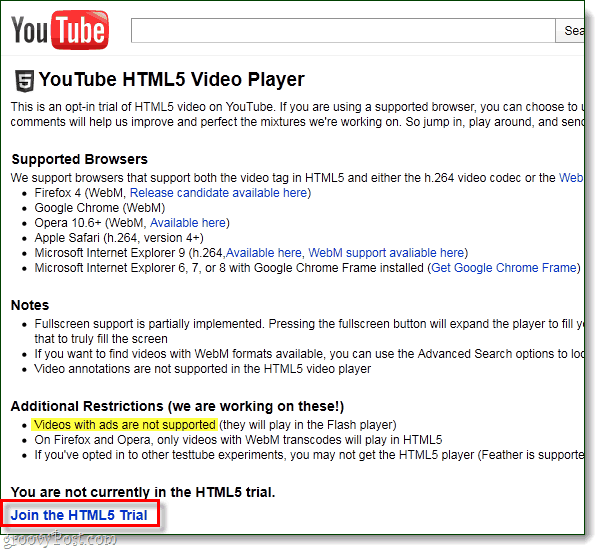 Skatieties YouTube savā datorā, izmantojot HTML5, nevis Flash