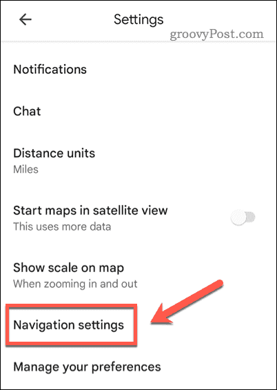 Atveriet Google Maps navigācijas iestatījumus
