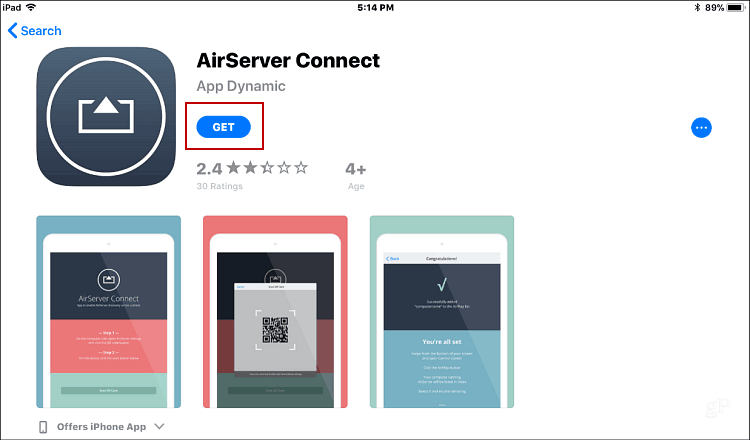 Instalējiet AirServer Connect iOS