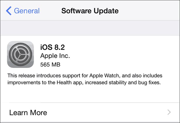 Apple iOS 8.2 iPhone un iPad ierīcēm - programmatūras atjauninājums