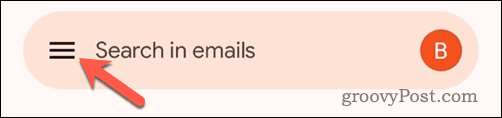 Atveriet Gmail izvēlni