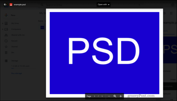 PSD faila atvēršana Google diskā
