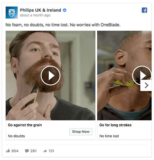 Video karuseļa reklāmā Philips uzrāda vairākus sava produkta lietošanas gadījumus.