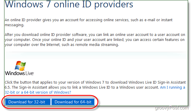 lejupielādēt Windows 7 tiešās ID pierakstīšanās palīgu