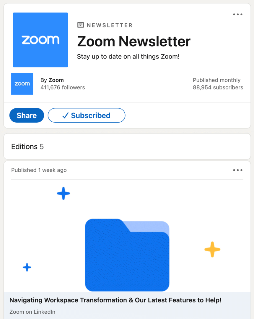 Zoom Newsletter attēls vietnē LinkedIn
