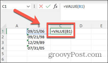 Excel vērtības formula