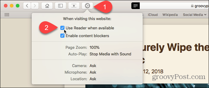 Izmantojiet vietni Preferences, izmantojot Safari for Mac