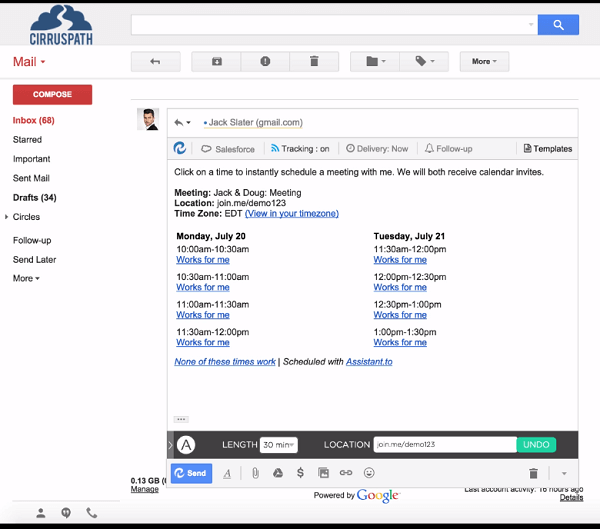 Viegli ieplānojiet sapulces, izmantojot Gmail, izmantojot Assistant.to.