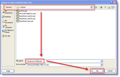 Pamācība izveidot PST failus, izmantojot programmu Outlook 2003 vai Outlook 2007