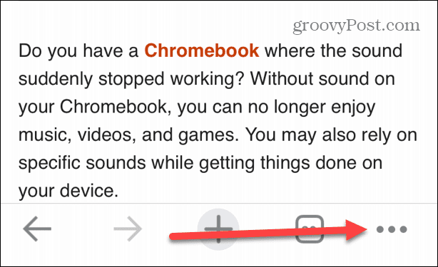 Chrome izvēlne iPhone