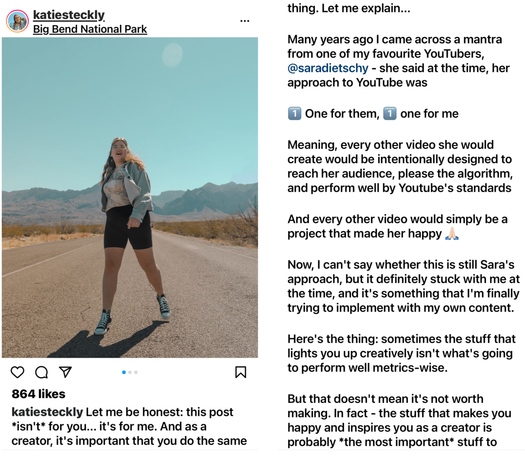 Instagram biznesa ziņas attēls ar fotoattēlu un garu parakstu