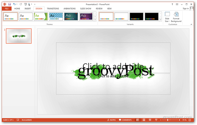 Office 2013 veidne Izveidot Padarīt pielāgotu dizainu POTX pielāgojiet slaidus slaidiem Apmācība, kā pielāgot fonu