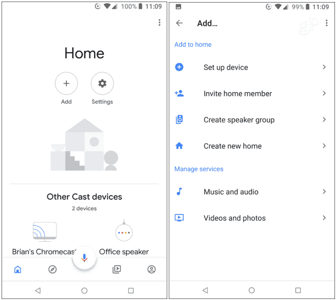 Google mājas lietotnes pievienošanas ierīce