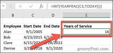 Excel darbības gadi līdz šim