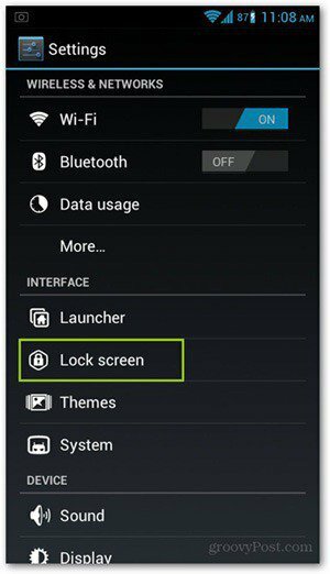 Sejas atbloķēšanas konfigurēšana operētājsistēmā Android 4.0
