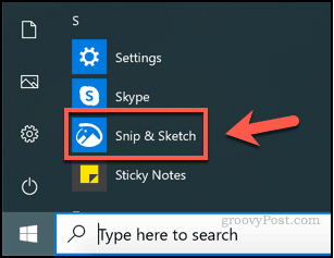 Snip un Sketch palaišana operētājsistēmā Windows