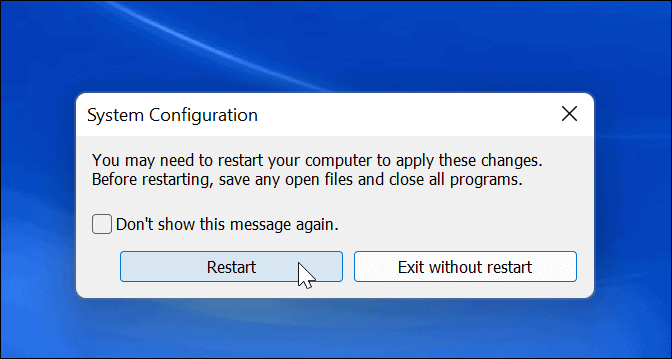 Restartējiet sistēmu Windows 11