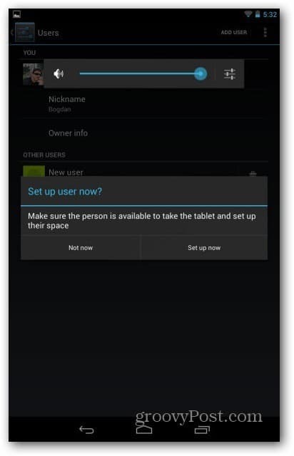 Nexus 7 lietotāju konti - iestatiet lietotāju tūlīt