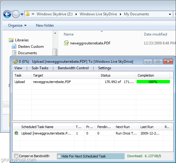 Augšupielādējiet failus uz izpletņlēkšanu, izmantojot Windows Explorer