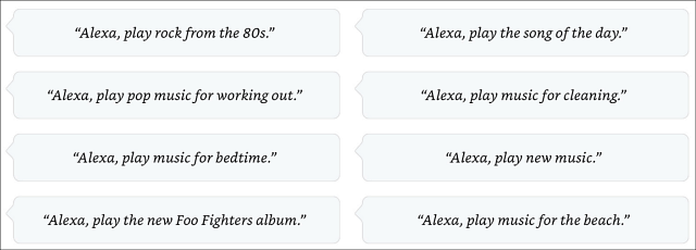 Alexa mūzikas komandas