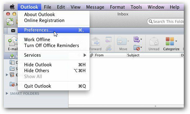 Outlook Mac preferences
