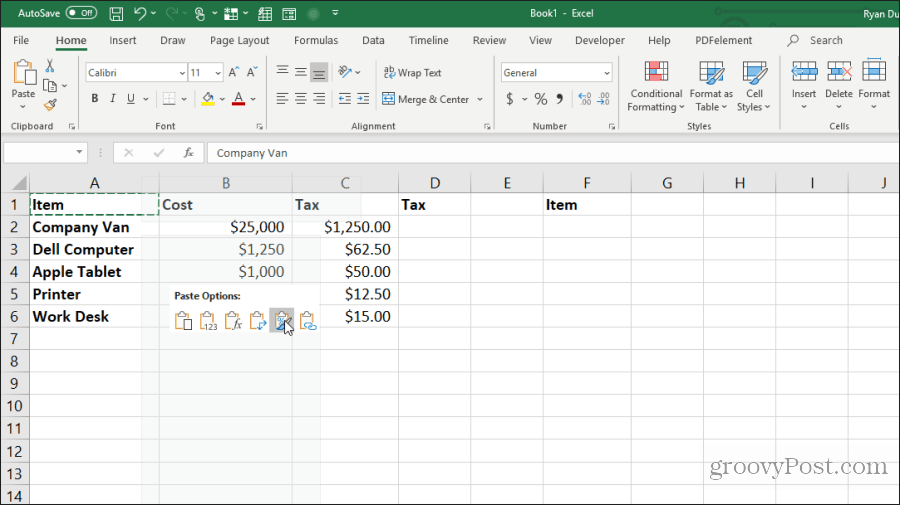 kopiju formatēšana Excel formātā