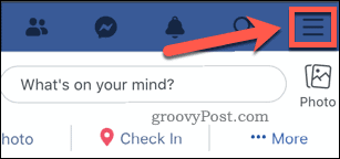Facebook lietotnes izvēlnes ikona