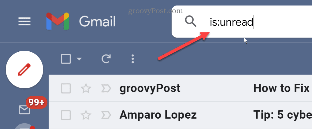 Atrodiet nelasītos e-pasta ziņojumus pakalpojumā Gmail