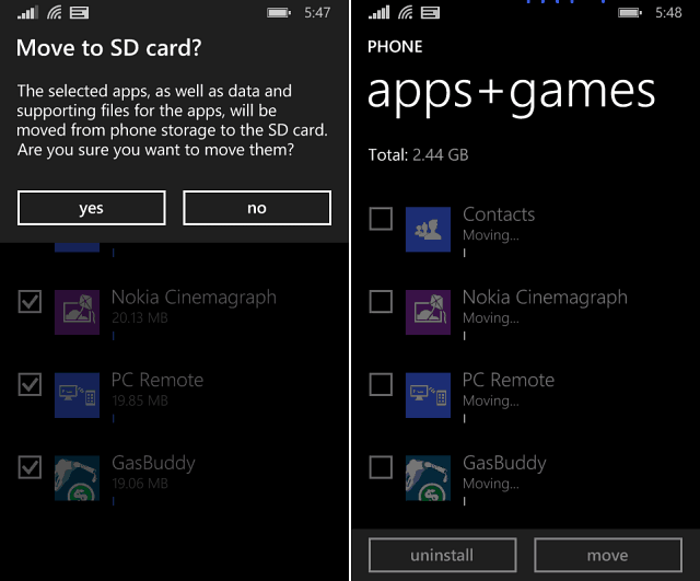 Windows Phone 8.1 padoms. Pārvietojiet lietotnes un spēles uz SD karti