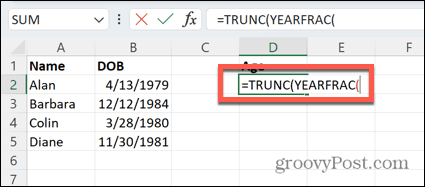 Excel yearfrac funkcija