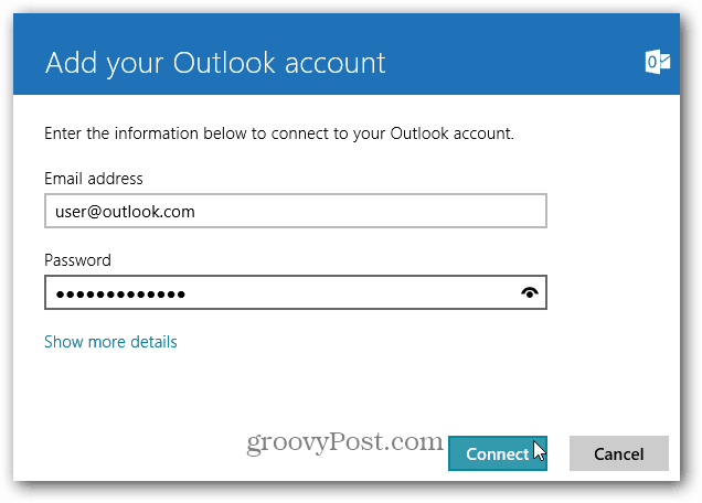 Pievienojiet savu Outlook.com adresi Windows 8 Mail