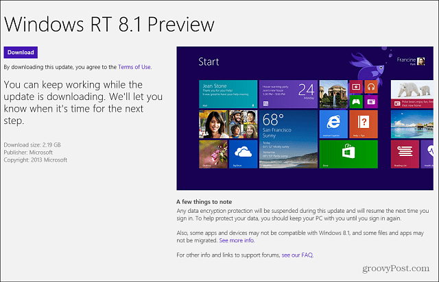 Windows RT 8.1 priekšskatījums Windows Store