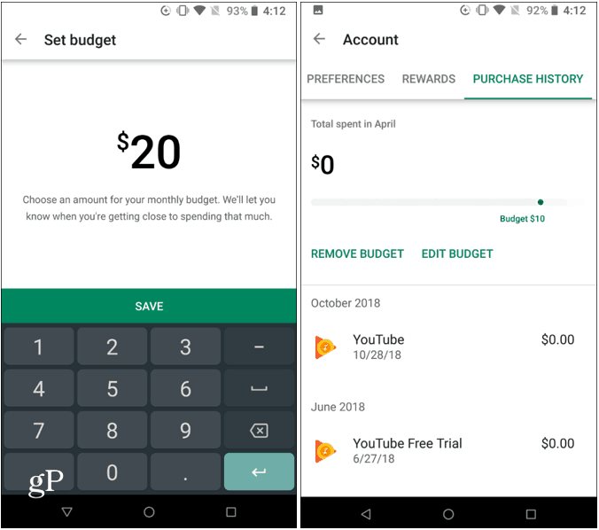Iestatiet Google Play budžetu