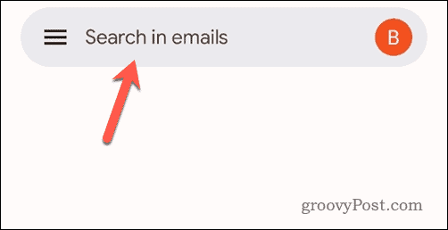 Pieskarieties meklēšanas joslai Gmail mobilajā ierīcē