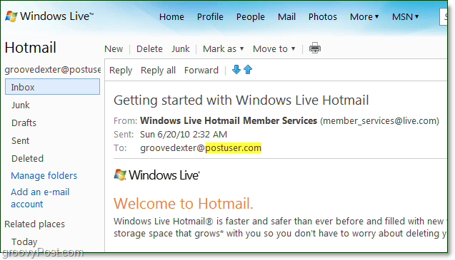 e-pasts jūsu domēnā no Windows Live