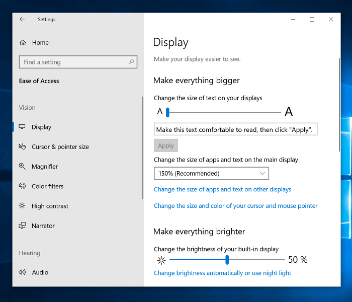 Padariet katru otro lielāku Windows 10 displeja iestatījumus