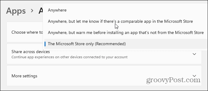 Citas instalēšanas lietotnes funkcijas Windows 11