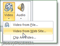 Video no tīmekļa vietnes opcijas programmā PowerPoint 2010