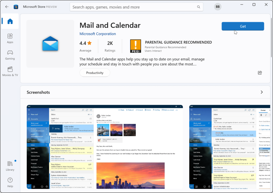 atkārtoti instalējiet lietotni Mail Microsoft Store