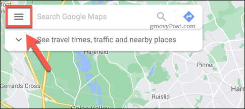 Google Maps hamburgera izvēlnes ikona