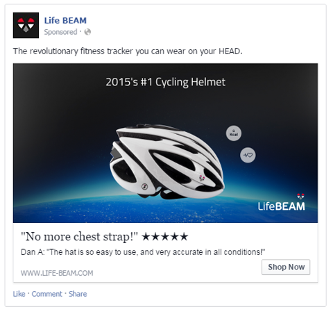 lifebeam facebook reklāma ar lietotāju pārskatīšanu