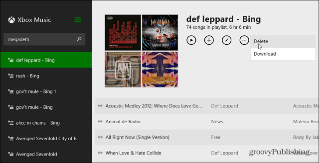 Dzēst atskaņošanas saraksta Xbox mūziku
