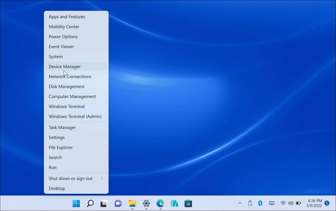 ierīču pārvaldnieka Windows 11 izvēlne