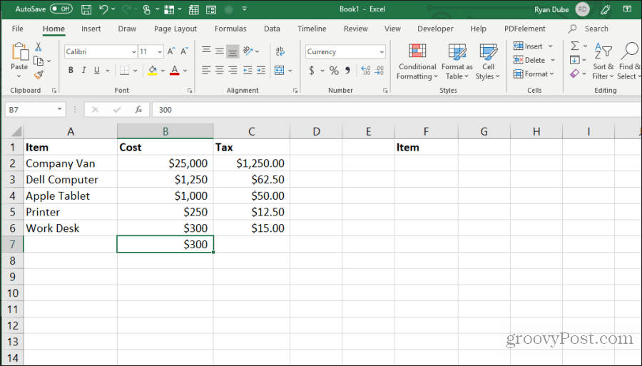 izmantojot control-d excel