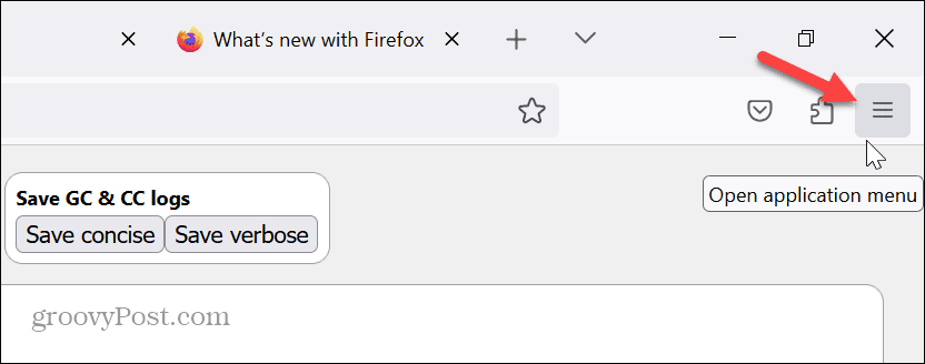 firefox izvēlnes poga