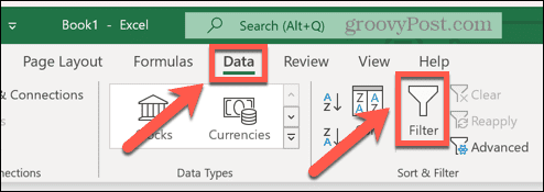 Excel datu filtrs