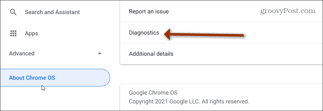 Chromebook diagnostika