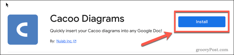Cacoo pievienojumprogrammas instalēšana pakalpojumā Google dokumenti